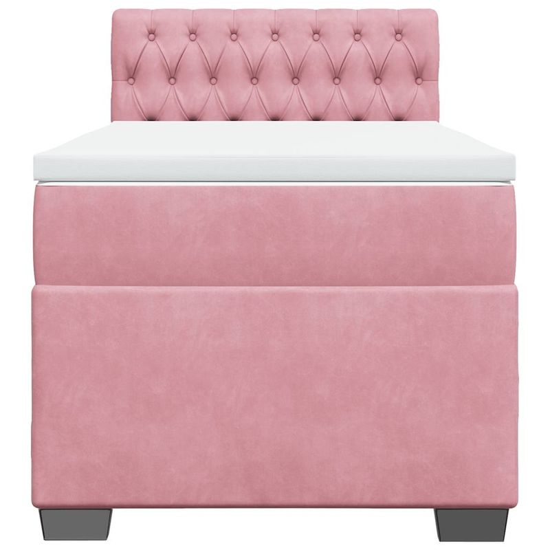 Casa si Gradina - Mobilier - Paturi si accesorii - Paturi - Pat box spring cu saltea, roz, 80x200 cm, catifea - Infinity.ro