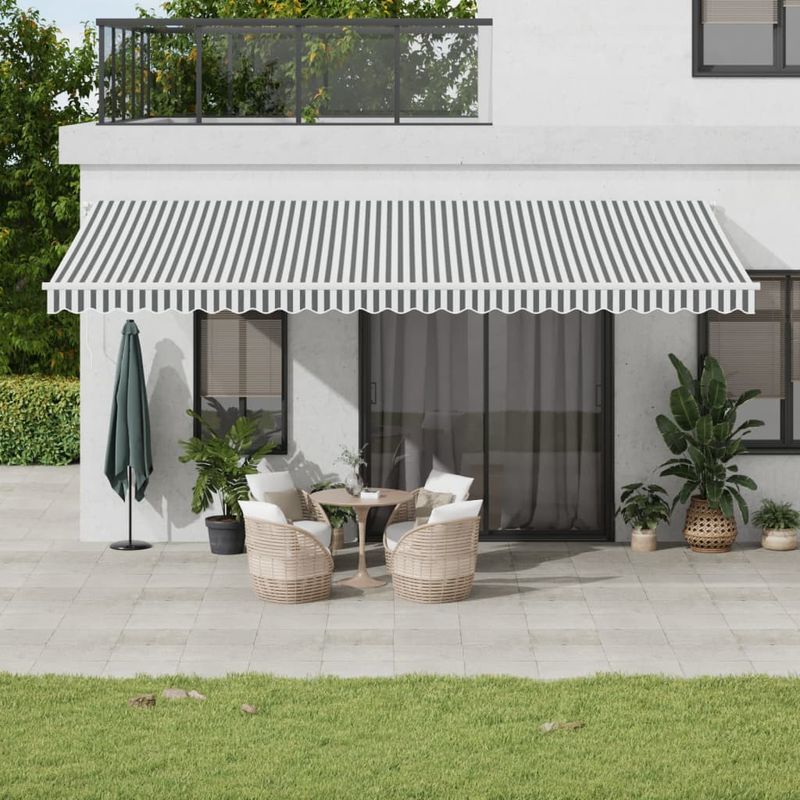 Casa si Gradina - Gradina si terasa - Umbrele si pavilioane - Umbrele - Copertina retractabila manual, antracit/alb, 600x300 cm - Infinity.ro