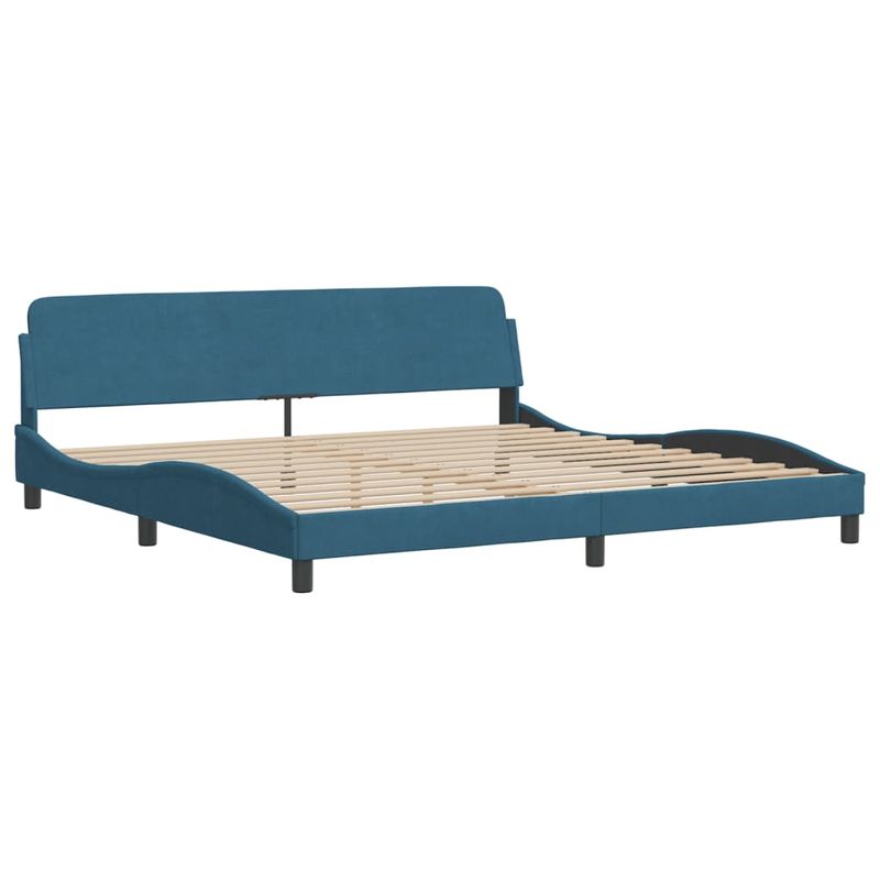 Casa si Gradina - Mobilier - Paturi si accesorii - Paturi - Pat cu saltea, albastru, 200x200 cm, catifea - Infinity.ro