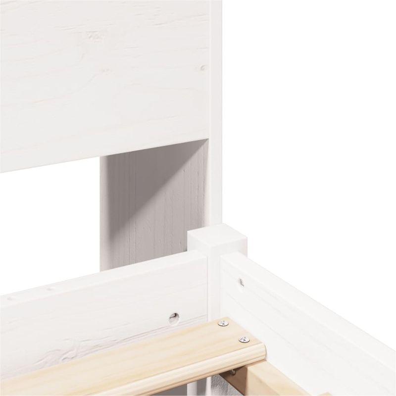 Casa si Gradina - Mobilier - Paturi si accesorii - Paturi - Pat cu biblioteca fara saltea, alb, 140x200 cm, lemn masiv pin - Infinity.ro