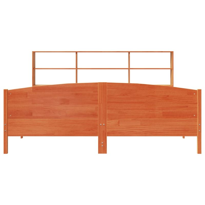 Casa si Gradina - Mobilier - Paturi si accesorii - Paturi - Pat cu biblioteca fara saltea maro 200x200 cm lemn masiv de pin - Infinity.ro