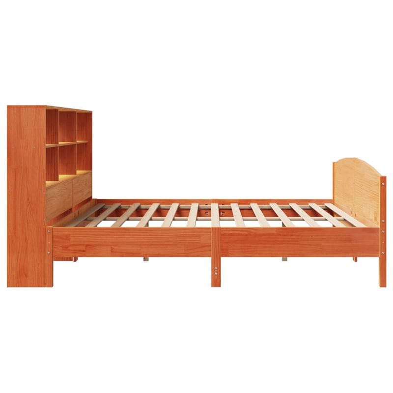 Casa si Gradina - Mobilier - Paturi si accesorii - Paturi - Pat cu biblioteca fara saltea maro 200x200 cm lemn masiv de pin - Infinity.ro