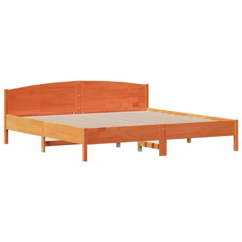 Casa si Gradina - Mobilier - Paturi si accesorii - Paturi - Pat cu biblioteca fara saltea maro 200x200 cm lemn masiv de pin - Infinity.ro