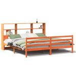 Casa si Gradina - Mobilier - Paturi si accesorii - Paturi - Pat cu biblioteca fara saltea maro ceruit 200x200 cm lemn masiv - Infinity.ro