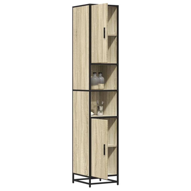 Casa si Gradina - Mobilier - Mobilier baie - Comode baie - Dulap baie stejar sonoma 35x37,5x188,5 cm lemn prelucrat/metal - Infinity.ro