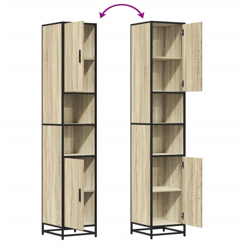 Casa si Gradina - Mobilier - Mobilier baie - Comode baie - Dulap baie stejar sonoma 35x37,5x188,5 cm lemn prelucrat/metal - Infinity.ro