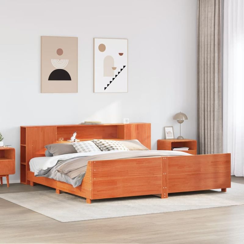 Casa si Gradina - Mobilier - Paturi si accesorii - Paturi - Cadru de pat fara saltea, maro ceruit 180x200 cm lemn masiv pin - Infinity.ro