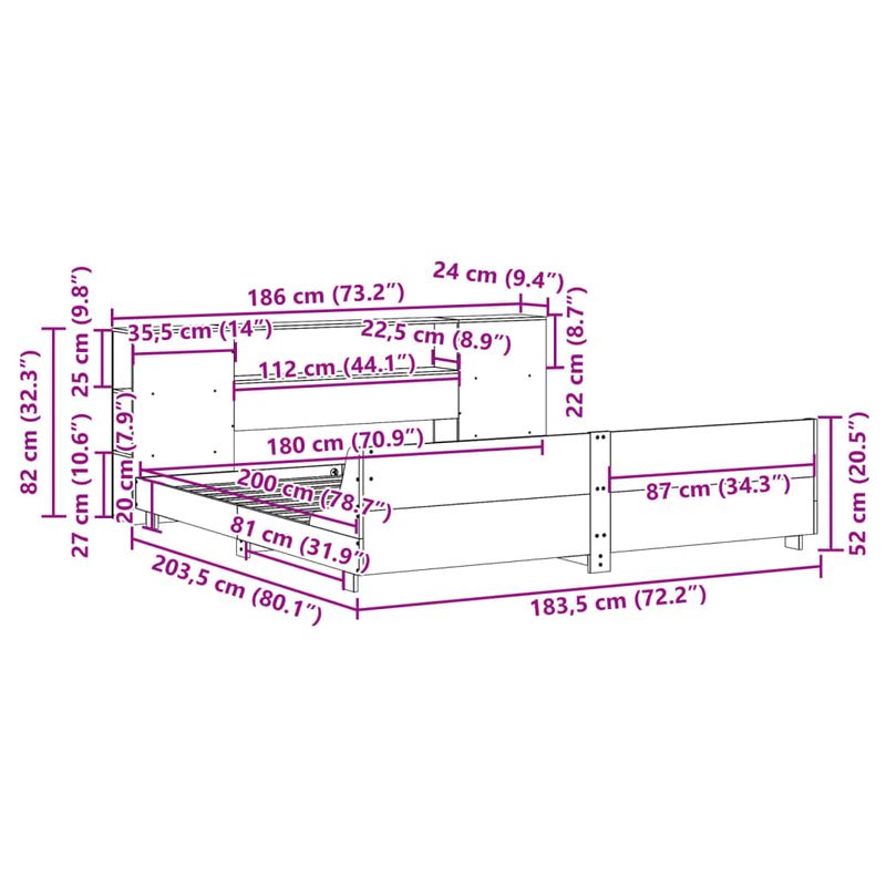 Casa si Gradina - Mobilier - Paturi si accesorii - Paturi - Cadru de pat fara saltea, maro ceruit 180x200 cm lemn masiv pin - Infinity.ro