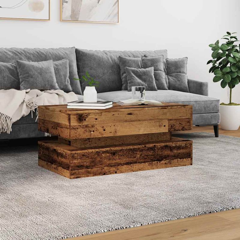 Casa si Gradina - Mobilier - Mese si birouri - Masute de cafea - Masuta de cafea cu lumini LED, lemn vechi, 90x50x40 cm - Infinity.ro