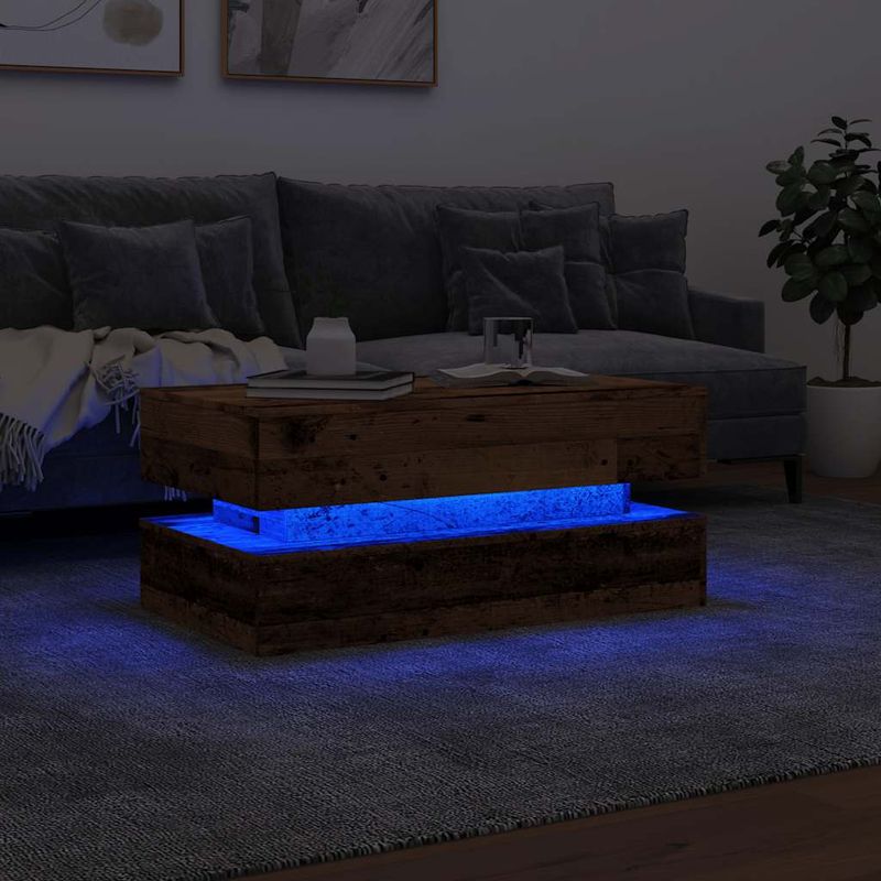Casa si Gradina - Mobilier - Mese si birouri - Masute de cafea - Masuta de cafea cu lumini LED, lemn vechi, 90x50x40 cm - Infinity.ro