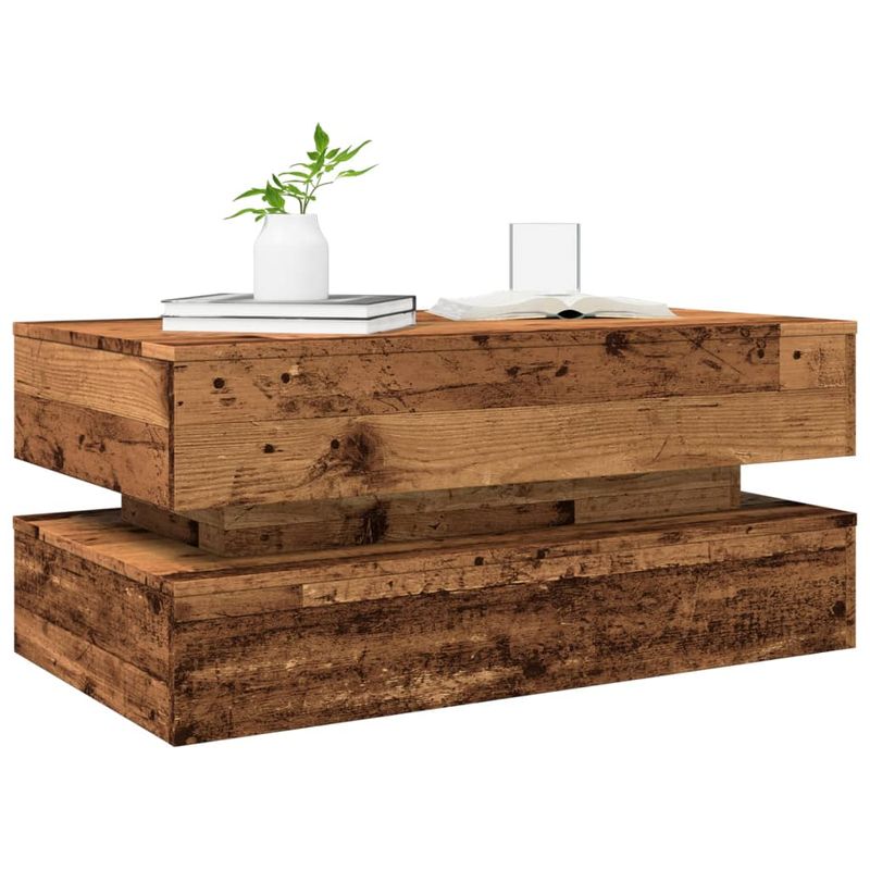 Casa si Gradina - Mobilier - Mese si birouri - Masute de cafea - Masuta de cafea cu lumini LED, lemn vechi, 90x50x40 cm - Infinity.ro