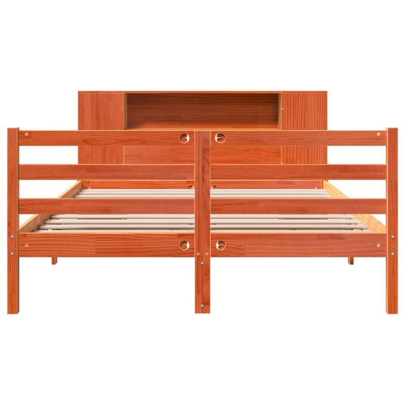 Casa si Gradina - Mobilier - Paturi si accesorii - Paturi - Pat cu biblioteca fara saltea maro 140x190 cm lemn masiv de pin - Infinity.ro