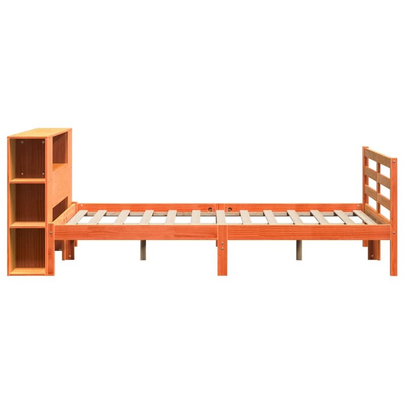 Casa si Gradina - Mobilier - Paturi si accesorii - Paturi - Pat cu biblioteca fara saltea maro 140x190 cm lemn masiv de pin - Infinity.ro