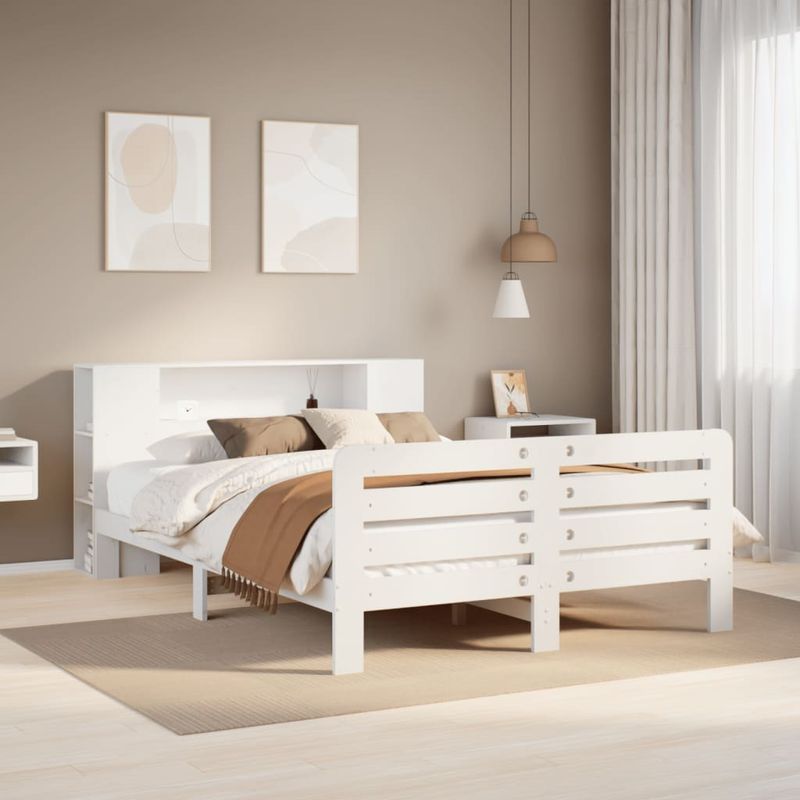 Casa si Gradina - Mobilier - Paturi si accesorii - Paturi - Cadru de pat fara saltea, alb, 150x200 cm, lemn masiv pin - Infinity.ro