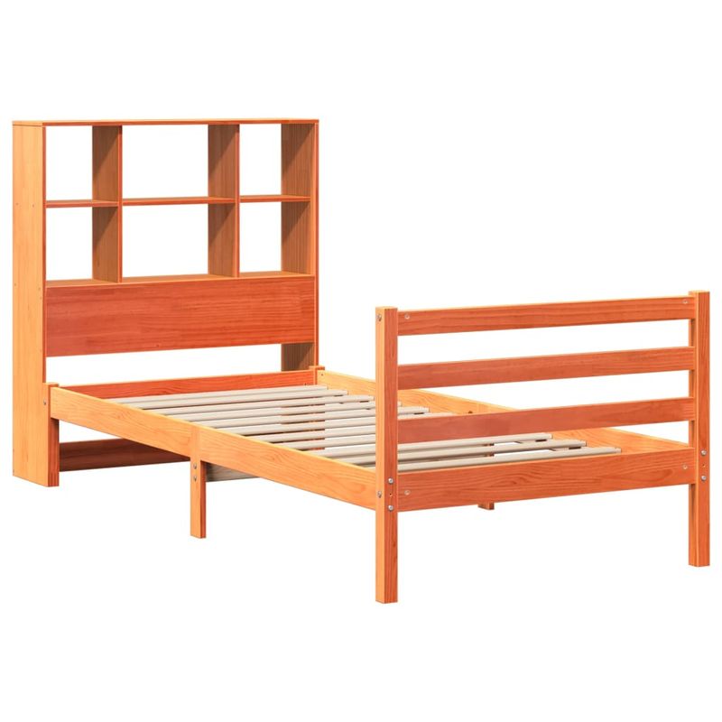 Casa si Gradina - Mobilier - Paturi si accesorii - Paturi - Pat cu biblioteca fara saltea maro ceruit 75x190 cm lemn masiv - Infinity.ro