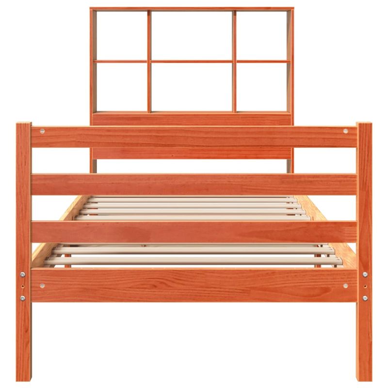 Casa si Gradina - Mobilier - Paturi si accesorii - Paturi - Pat cu biblioteca fara saltea maro ceruit 75x190 cm lemn masiv - Infinity.ro