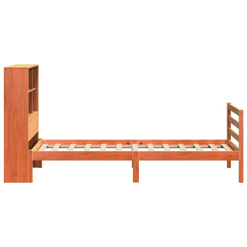 Casa si Gradina - Mobilier - Paturi si accesorii - Paturi - Pat cu biblioteca fara saltea maro ceruit 75x190 cm lemn masiv - Infinity.ro