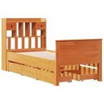 Casa si Gradina - Mobilier - Paturi si accesorii - Paturi - Pat cu biblioteca fara saltea, maro, 100x200 cm, lemn masiv pin - Infinity.ro