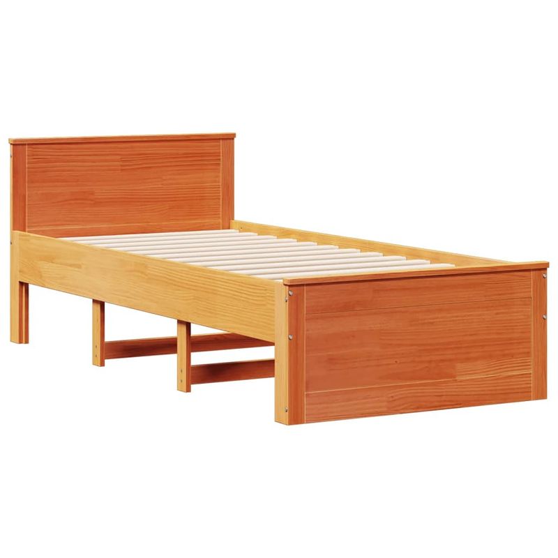 Casa si Gradina - Mobilier - Paturi si accesorii - Paturi - Pat cu biblioteca fara saltea, maro, 100x200 cm, lemn masiv pin - Infinity.ro