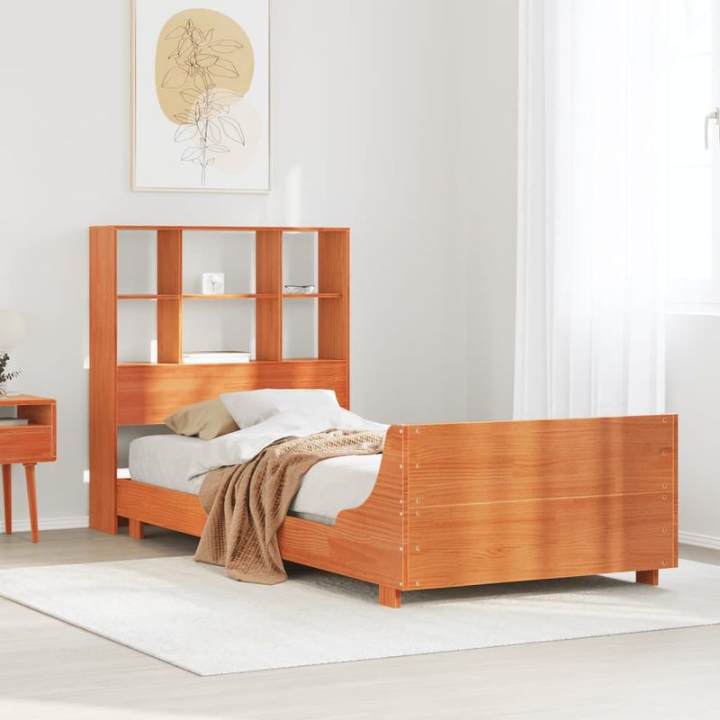 Casa si Gradina - Mobilier - Paturi si accesorii - Paturi - Cadru pat fara saltea, maro ceruit, 100x200 cm, lemn masiv pin - Infinity.ro