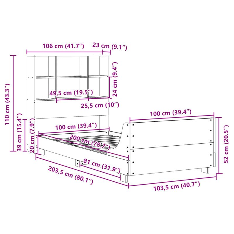 Casa si Gradina - Mobilier - Paturi si accesorii - Paturi - Cadru pat fara saltea, maro ceruit, 100x200 cm, lemn masiv pin - Infinity.ro