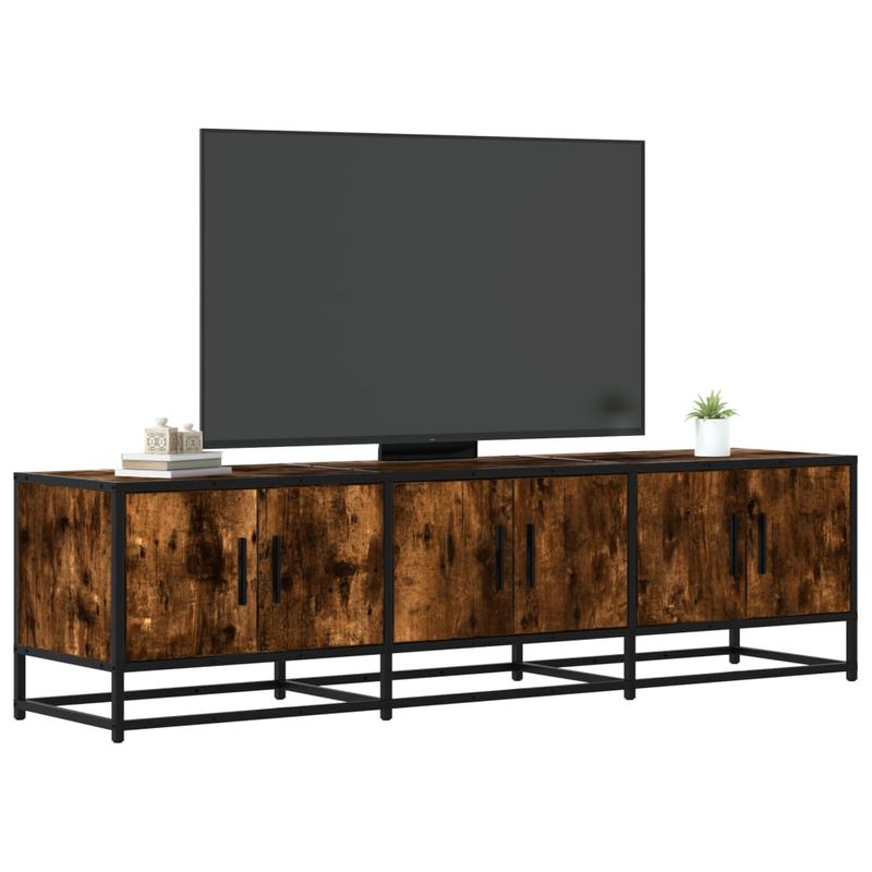 Casa si Gradina - Mobilier - Comode si corpuri - Comode - Dulap TV stejar fumuriu, 150x35x41 cm lemn prelucrat si metal - Infinity.ro