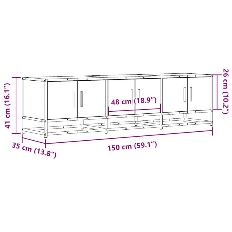 Casa si Gradina - Mobilier - Comode si corpuri - Comode - Dulap TV stejar fumuriu, 150x35x41 cm lemn prelucrat si metal - Infinity.ro