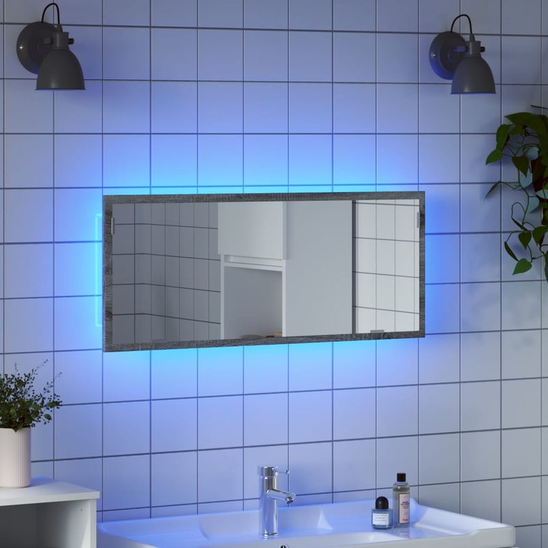 Casa si Gradina - Mobilier - Mobilier baie - Oglinzi baie - Oglinda de baie LED sonoma gri, 100x8,5x37 cm lemn prelucrat - Infinity.ro