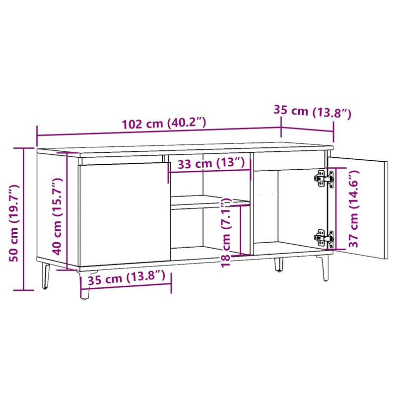 Casa si Gradina - Mobilier - Comode si corpuri - Comode - Dulap TV, lemn vechi, 102x35x50 cm, lemn prelucrat - Infinity.ro