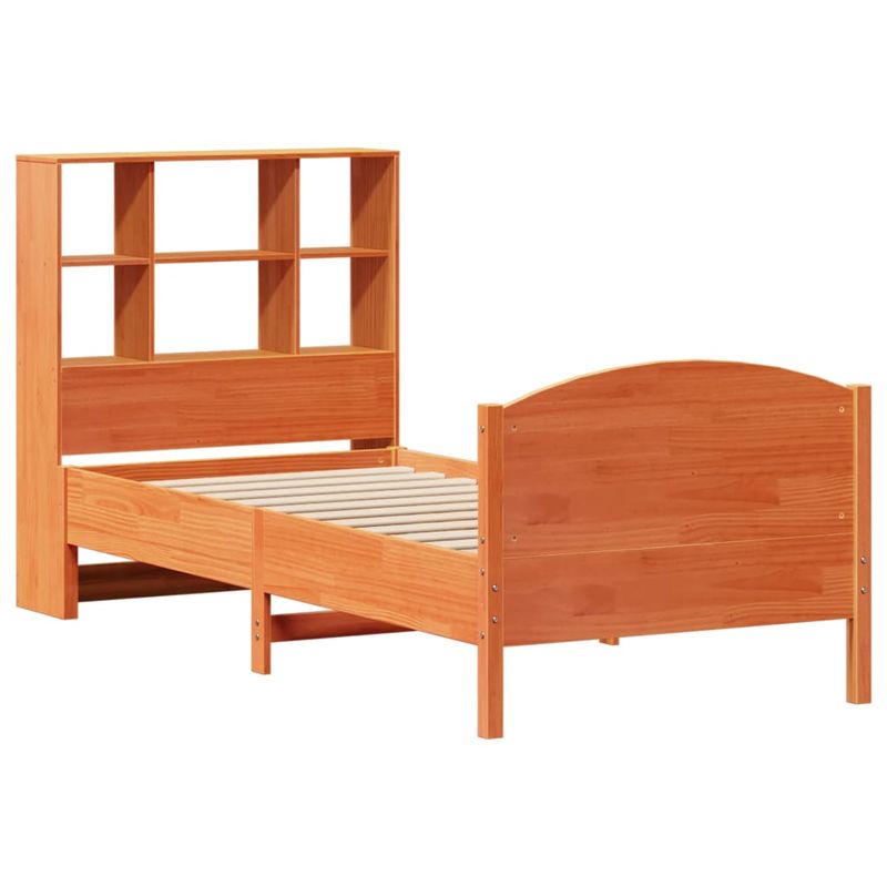Casa si Gradina - Mobilier - Paturi si accesorii - Paturi - Pat biblioteca fara saltea maro ceruit 75x190 cm lemn masiv pin - Infinity.ro