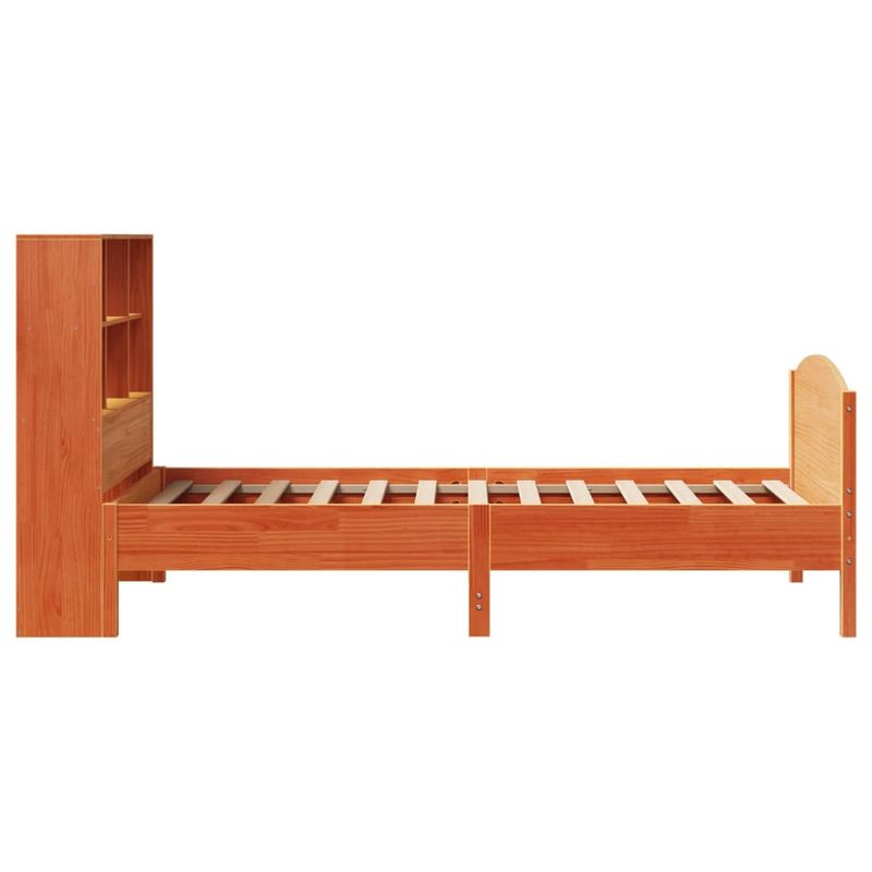 Casa si Gradina - Mobilier - Paturi si accesorii - Paturi - Pat biblioteca fara saltea maro ceruit 75x190 cm lemn masiv pin - Infinity.ro