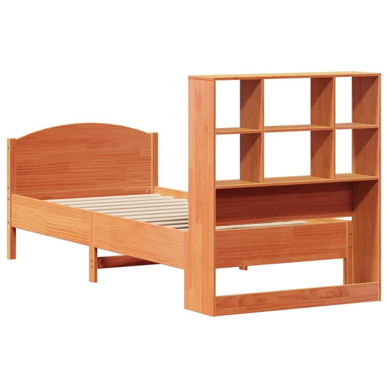 Casa si Gradina - Mobilier - Paturi si accesorii - Paturi - Pat biblioteca fara saltea maro ceruit 75x190 cm lemn masiv pin - Infinity.ro