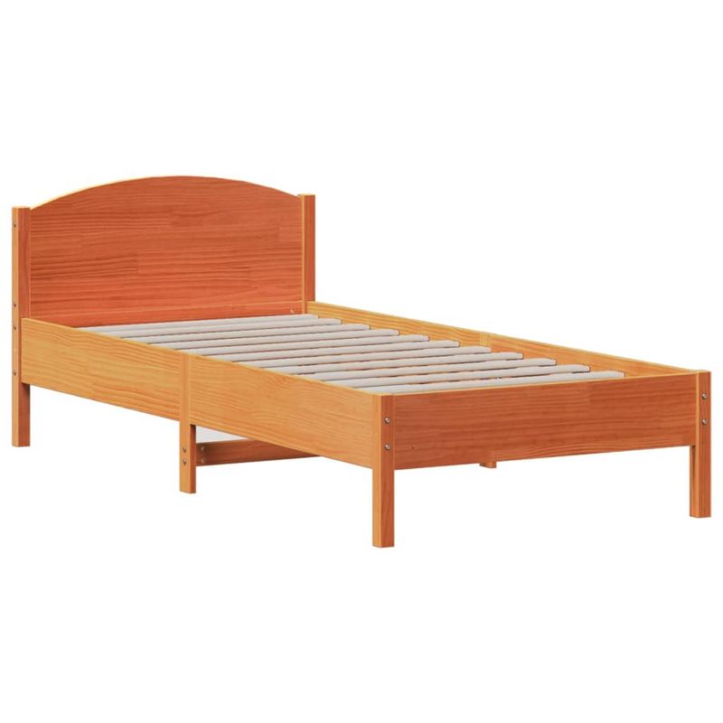 Casa si Gradina - Mobilier - Paturi si accesorii - Paturi - Pat biblioteca fara saltea maro ceruit 75x190 cm lemn masiv pin - Infinity.ro
