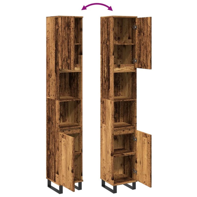 Casa si Gradina - Mobilier - Mobilier baie - Corpuri baie - Dulap de baie, lemn vechi, 30x30x190 cm, lemn prelucrat - Infinity.ro