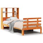 Casa si Gradina - Mobilier - Paturi si accesorii - Paturi - Pat biblioteca fara saltea maro ceruit 90x190 cm lemn masiv pin - Infinity.ro
