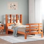Casa si Gradina - Mobilier - Paturi si accesorii - Paturi - Pat biblioteca fara saltea maro ceruit 90x190 cm lemn masiv pin - Infinity.ro