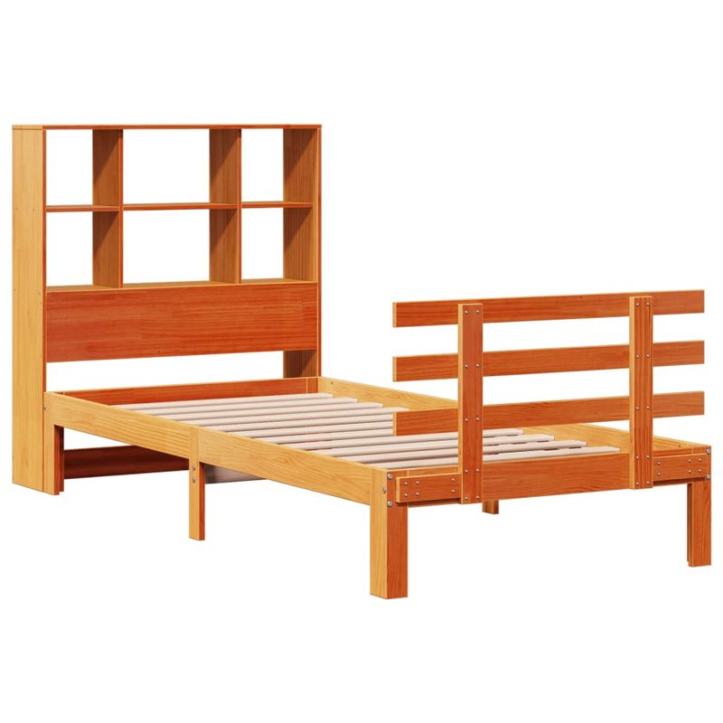 Casa si Gradina - Mobilier - Paturi si accesorii - Paturi - Pat biblioteca fara saltea maro ceruit 90x190 cm lemn masiv pin - Infinity.ro