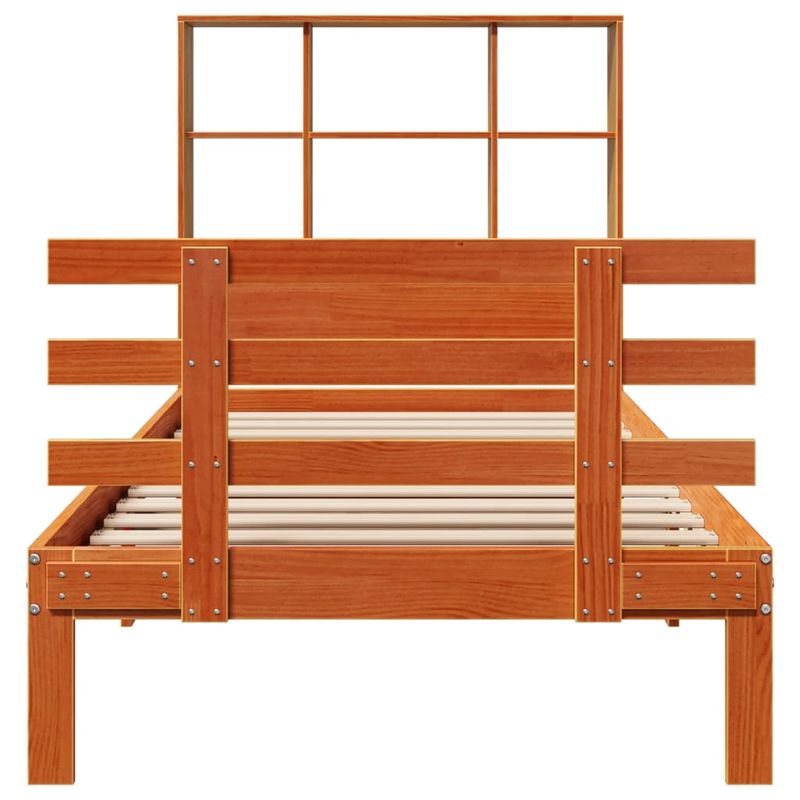 Casa si Gradina - Mobilier - Paturi si accesorii - Paturi - Pat biblioteca fara saltea maro ceruit 90x190 cm lemn masiv pin - Infinity.ro