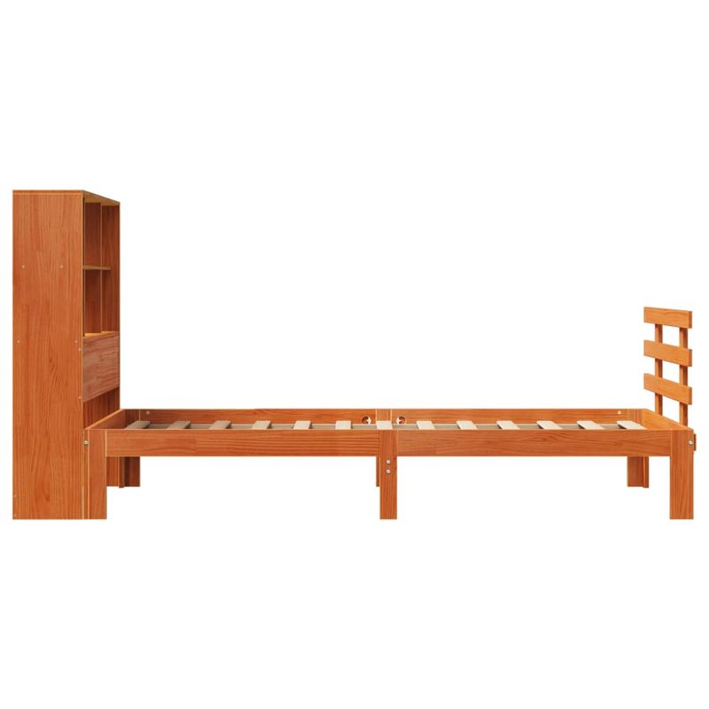 Casa si Gradina - Mobilier - Paturi si accesorii - Paturi - Pat biblioteca fara saltea maro ceruit 90x190 cm lemn masiv pin - Infinity.ro