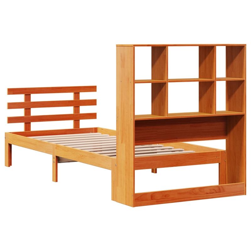 Casa si Gradina - Mobilier - Paturi si accesorii - Paturi - Pat biblioteca fara saltea maro ceruit 90x190 cm lemn masiv pin - Infinity.ro