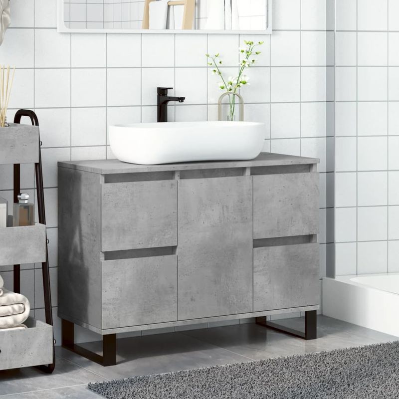 Casa si Gradina - Mobilier - Mobilier baie - Comode baie - Dulap chiuveta baie, gri beton, 80x33x60 cm, lemn compozit - Infinity.ro