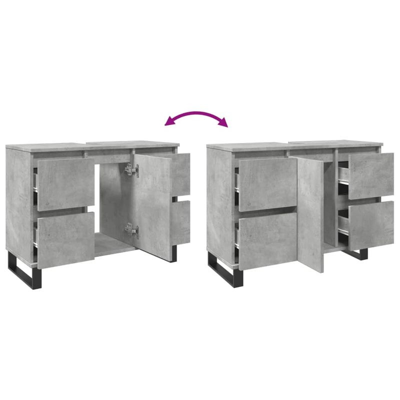 Casa si Gradina - Mobilier - Mobilier baie - Comode baie - Dulap chiuveta baie, gri beton, 80x33x60 cm, lemn compozit - Infinity.ro