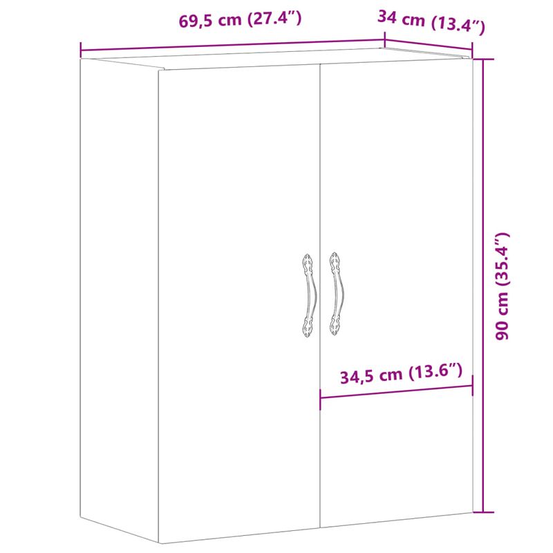 Casa si Gradina - Mobilier - Comode si corpuri - Comode - Dulap montat pe perete lemn vechi 69,5x34x90 cm lemn prelucrat - Infinity.ro