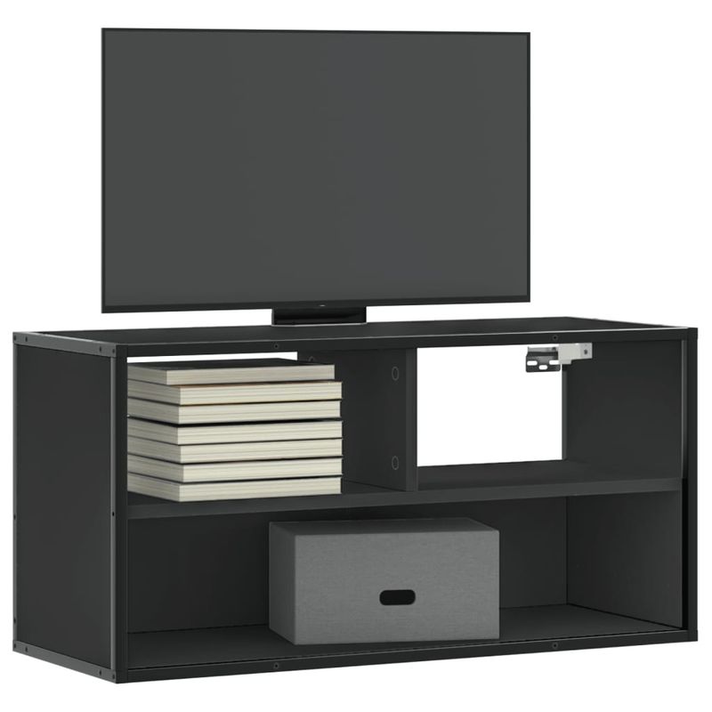 Casa si Gradina - Mobilier - Comode si corpuri - Comode - Dulap TV, negru, 80x31x39,5 cm, lemn prelucrat si metal - Infinity.ro
