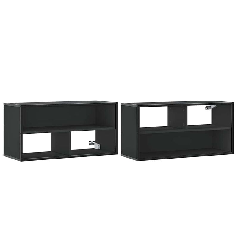 Casa si Gradina - Mobilier - Comode si corpuri - Comode - Dulap TV, negru, 80x31x39,5 cm, lemn prelucrat si metal - Infinity.ro