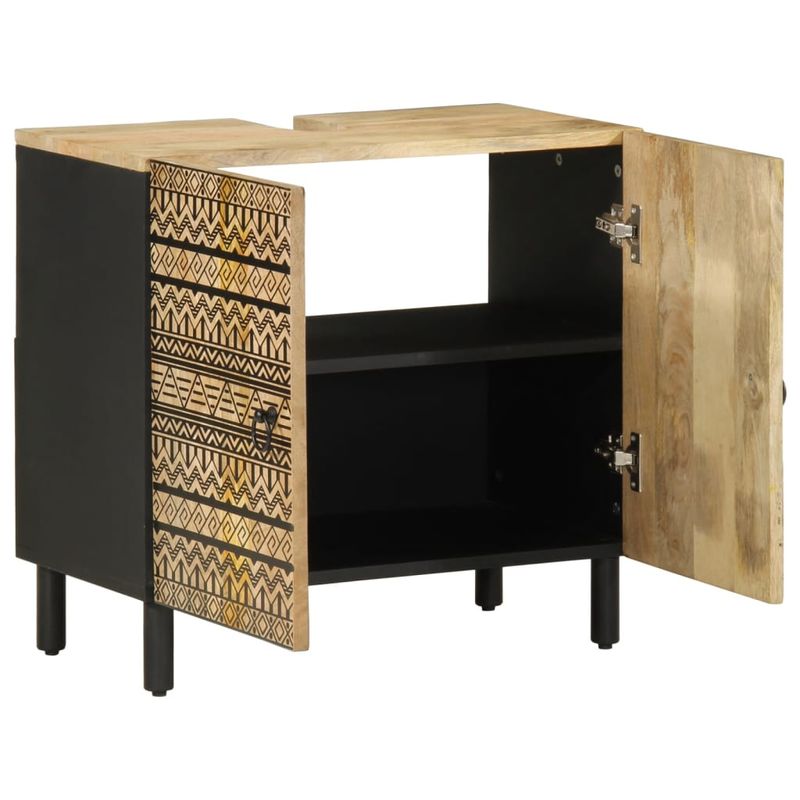 Casa si Gradina - Mobilier - Mobilier baie - Comode baie - Dulap chiuveta de baie, negru, 62x33x58 cm, lemn masiv de mango - Infinity.ro