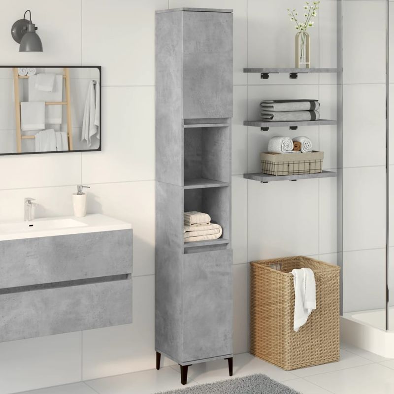 Casa si Gradina - Mobilier - Mobilier baie - Corpuri baie - Dulap de baie, gri beton, 30x30x190 cm, lemn prelucrat - Infinity.ro