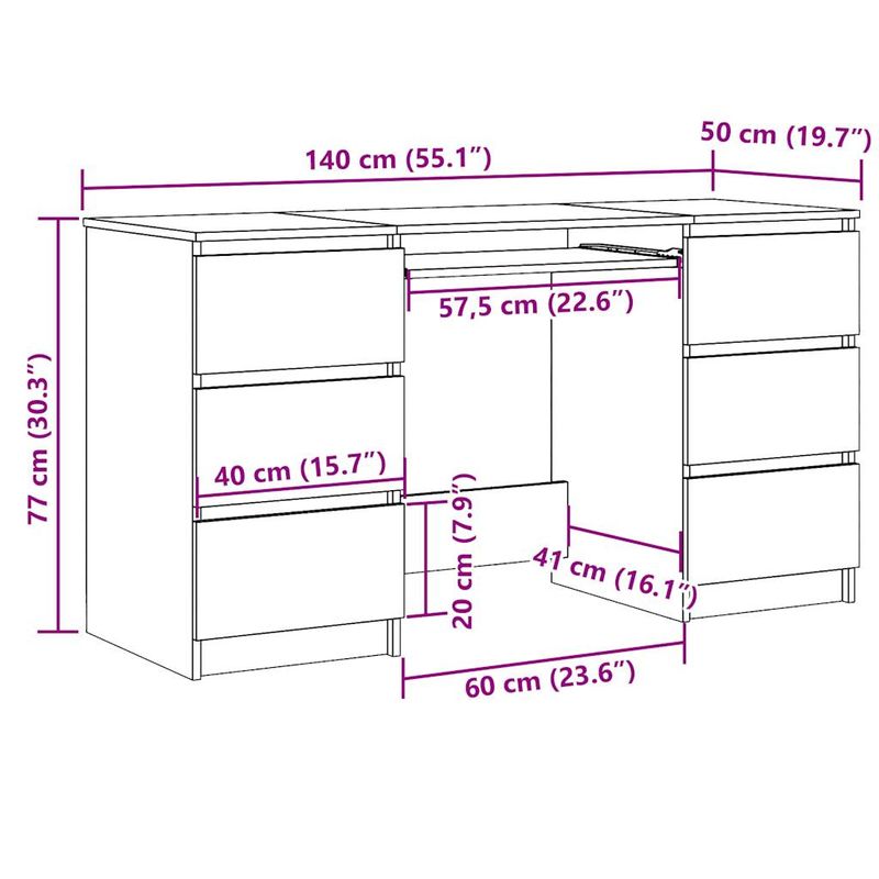 Casa si Gradina - Mobilier - Mese si birouri - Birouri - Birou de scris, lemn prelucrat, 140x50x77 cm, lemn prelucrat - Infinity.ro