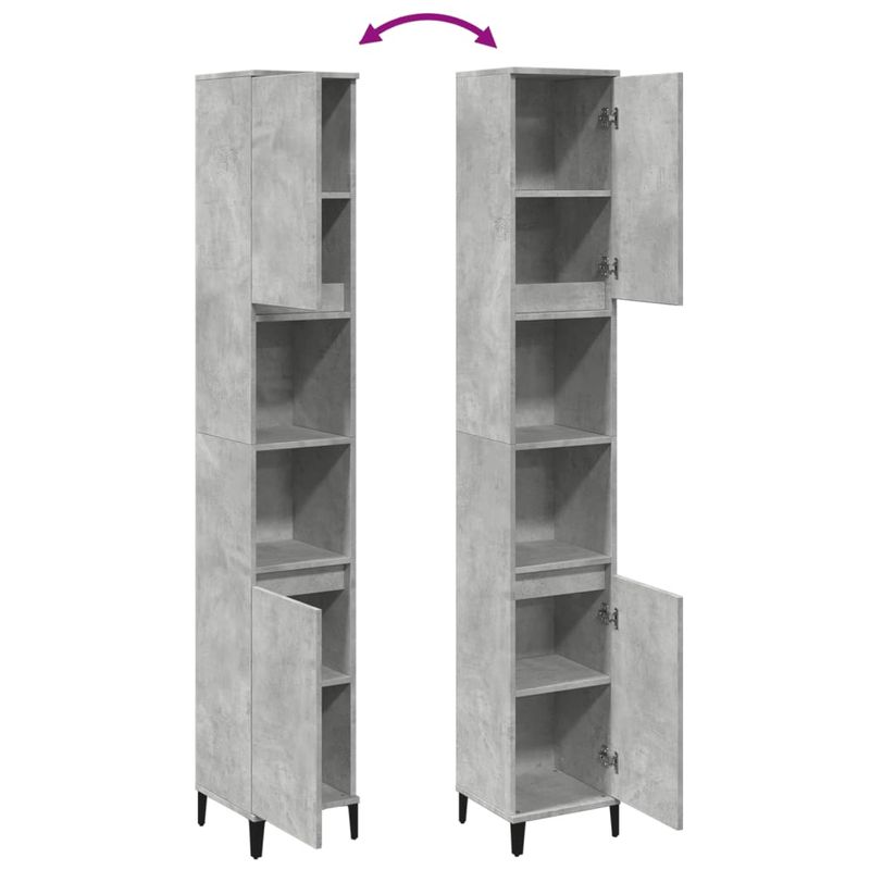Casa si Gradina - Mobilier - Mobilier baie - Corpuri baie - Dulap de baie, gri beton, 30x30x190 cm, lemn prelucrat - Infinity.ro