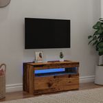 Casa si Gradina - Mobilier - Comode si corpuri - Comode - Dulap TV cu lumini LED lemn vechi 75x35x40 cm lemn prelucrat - Infinity.ro
